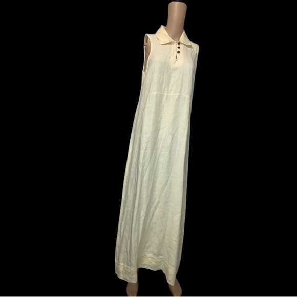 AlyWear 100% Linen Yellow Maxi Bohemian Sleeveless Dress, Size Small - Picture 9 of 16